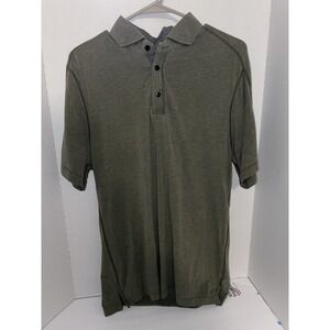 Lululemon Polo T Shirt M L Olive Green Short Sleeve 1/4 Button Tee